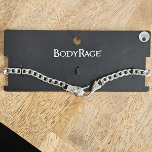 BodyRage Silver Snake Chain Necklace with Crystal Head Accent